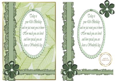 Leaves Pearls and Lace 40th Birthday Verse