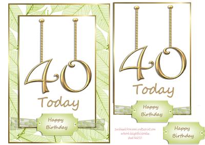 40th Gold Letters on Leaves
