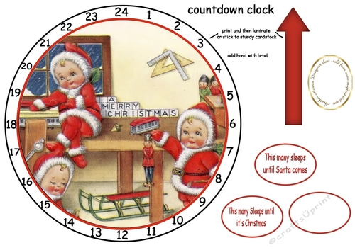 vintage mini santas advent calendar clock