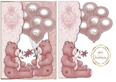 Twin Girl Bears and Balloons