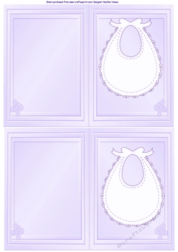 blank baby cards lilac