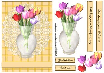 Vase of Tulips on Lace