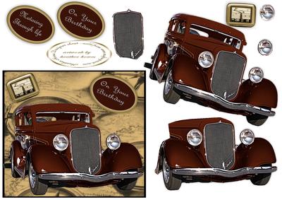 Vintage Car with Tom Tom and Sentiments