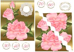 Roses on Gold Wavy Corner Stack with Various Numbers