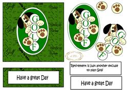 Muffin Plays Golf Easel Card