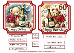 Happy Birthday bear 60 toppers