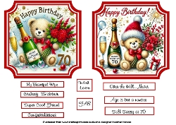 Happy Birthday bear 70 toppers