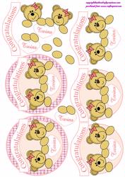 Twin 3D Topper Teddies Girl