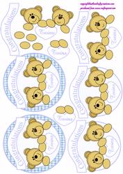 Twin Boys Teddy Toppers