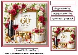 female 60th cake and roses