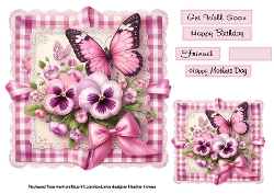 floral pansy and butterfly on lace 2