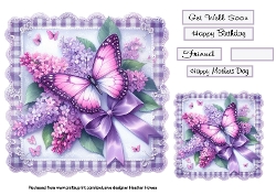 floral butterfly on lace lilac1