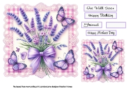 floral butterfly on lace lavender 2