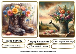 boots flowers and watering can