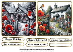 robins and poppies
