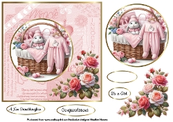 baby girl card with roses