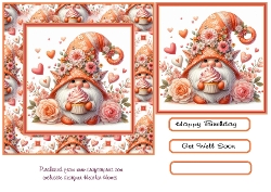 Birthday or get well Gnome orange cupcake