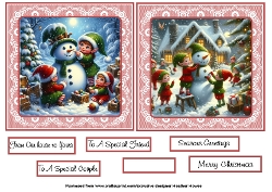 red lace elves and snowmen