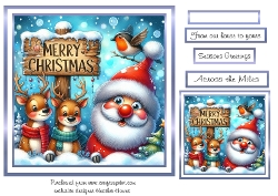 blue christmas reindeer and santa