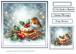 silver christmas mince pie robin