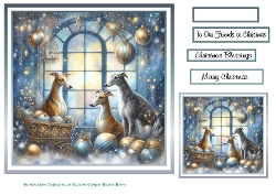 christmas dogs/animal windows 5 greyhounds 1