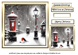 black white robin christmas red accents