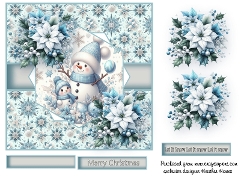blue poinsettias snowman