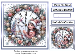 framed christmas clock unicorn