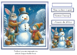 bunnies and snowman