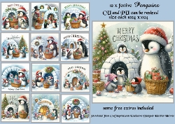 festive penguins card fronts