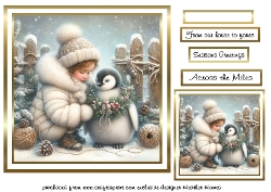 christmas girl with penguin