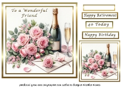 pink roses and champagne