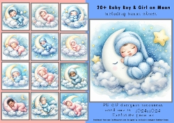 20+ girl boy babies on a moon