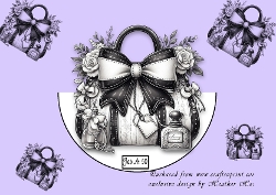 blackand white rocker handbag with decoupage