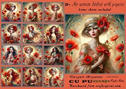 20+ Art Noveau ladies with poppies