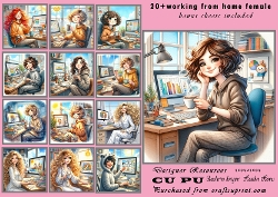20+females working from home