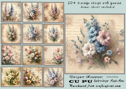 20+vintage script with flowers