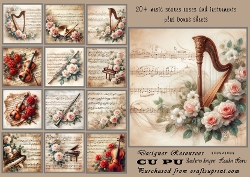 20+ music scores roses and instruments