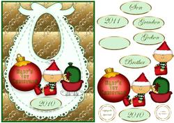 Bib on Gold Satin Babys 1st Christmas