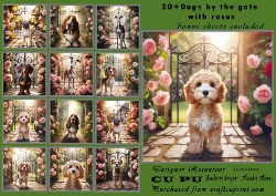 20+dogs at the gate with roses 