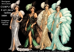 4 x Art Deco ladies png format