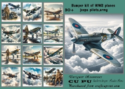 WW2 collection planes jeeps men in army and raf pilots