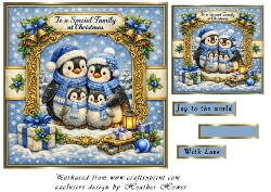 penguin family at christmas