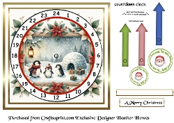 penguin advent clock card