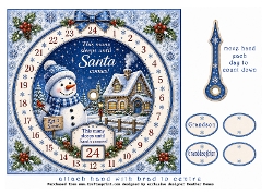 advent clock cardsnowman