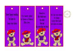 Red Hatter Teddy Book Marks