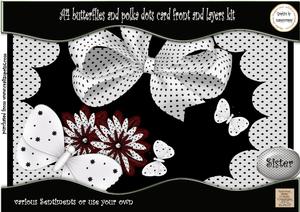 Butterflies and Polka Dots A4 Card Front and Layers