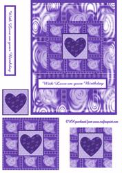 Hearts and Flowers Card Front and Layerslilac