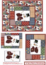 Patchwork Snowman Card Front and Layers