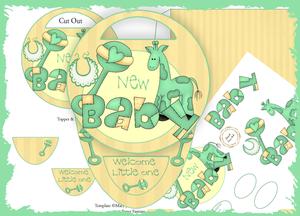 Green Yellow New Baby Oval Easel Cut Out